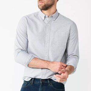 Perfect Length Untucked Button Down Shirt Gray Sonoma Goods For Life size Medium